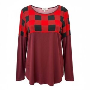 Red Buffalo Plaid Lightweight Christmas Top – Zenana Various Sizes